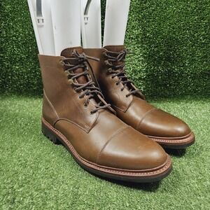 Allen Edmonds Briggs Brown Leather Cap Toe Lug Ankle Boots Mens Size 12 D